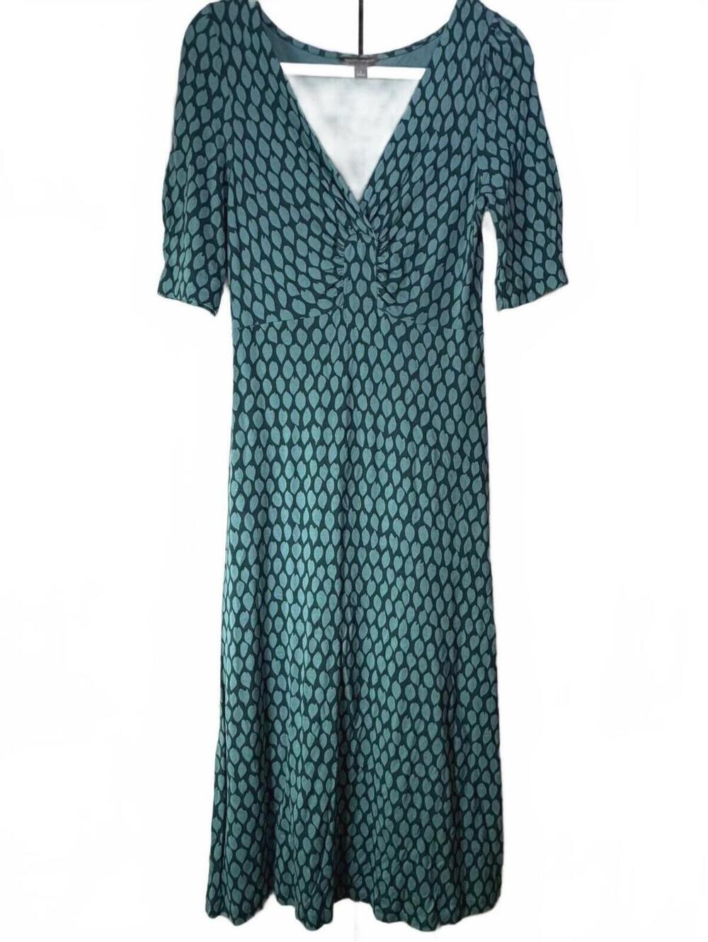 Banana Republic Green Leaf Print Midi Jersey Dress S